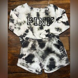 SOLD 🚫 PINK VICTORIA SECRET Tie-Dye Black & White Women’s Lounge Shorts Set